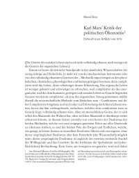 Karl Marx’ Kritik der politischen Ökonomie