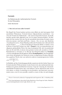 Formeln Zur Bedeutung der mathematischen Formeln für die Philosophie [ab 16. Jh.]