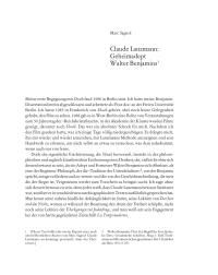 Claude Lanzmann: Geheimadept Walter Benjamins