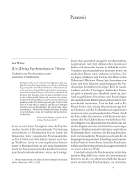 (Un-)Doing Psychoanalysis in Tehran
