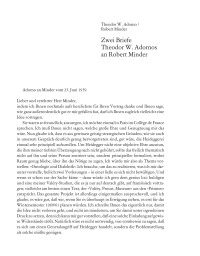 Zwei Briefe Theodor W. Adornos an Robert Minder