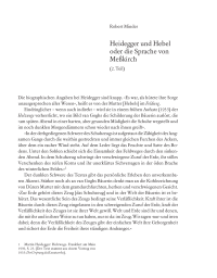 Heidegger und Hebel oder die Sprache von Meßkirch