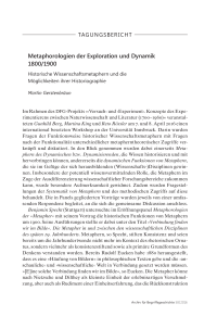 Metaphorologien der Exploration und Dynamik 1800/1900