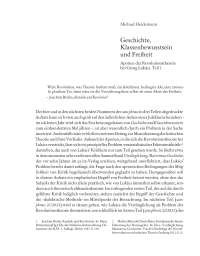 Geschichte, Klassenbewusstsein und Freiheit