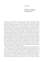 Adornos Anfänge in Frankreich