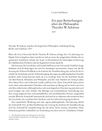 Ein paar Bemerkungen über die Philosophie Theodor W. Adornos (1957)