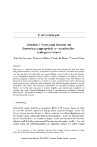 Werden Frauen und Männer im Bewerbungsgespräch unterschiedlich wahrgenommen?