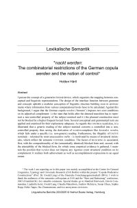 Lexikalische Semantik - *nackt werden: The combinatorial restrictions of the German copula werden and the notion of control