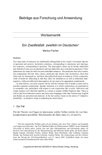 Wortsemantik - Ein Zweifelsfall: zweifeln im Deutschen