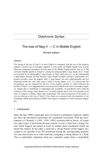 Diachronic Syntax - The loss of Neg V → C in Middle English