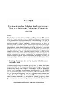 Die phonologischen Einheiten des Deutschen aus Sicht einer Autonomen Deklarativen Phonologie