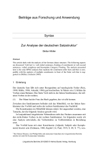 Syntax - Zur Analyse der deutschen Satzstruktur