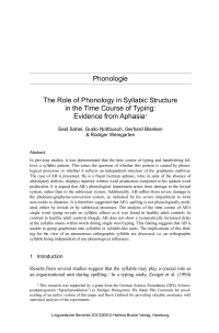 Phonologie - The Role of Phonology in Syllabic Structure in the Time Course of Typing: Evidence from Aphasia