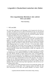 Die Linguistischen Berichte in den Jahren 1972 und 2003