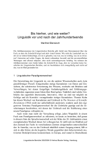 Bis hierher, und wie weiter? Linguistik vor und nach der Jahrhundertwende