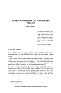 Linguistik interdisziplinär: Das Münchhausen- Programm