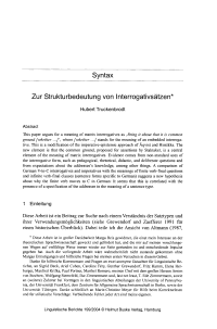 Syntax - Zur Strukturbedeutung von Interrogativsätzen