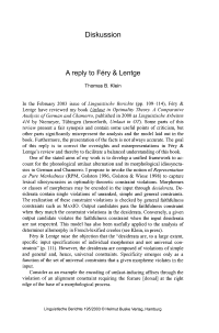 Diskussion - A reply to Fery & Lentge