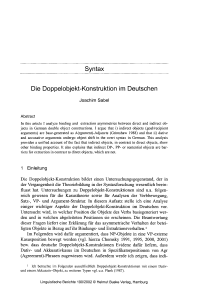 Syntax - Die Doppelobjekt-Konstruktion im Deutschen