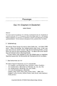 Phonologie - Das <h>-Graphem im Deutschen