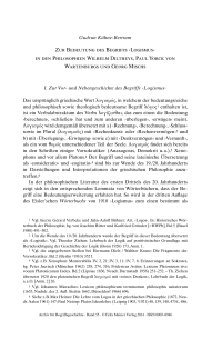 Zur Bedeutung des Begriffs ›Logismus‹ in den Philosophien Wilhelm Diltheys, Paul Yorck von Wartenburgs und Georg Mischs