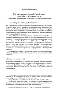 Die Verwendung des polyfunktionalen französischen Pronomens on. Versuch einer pragmatischen Antwort auf eine grammatische Frage