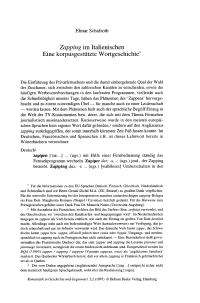 Zapping im Italienischen. Eine korpusgestützte Wortgeschichte