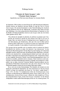 'Chemin de Saint-Jacques' oder 'Chemin Saint-Jacques'. Sprachliches zum Titel eines neuen Romans von Antonine Maillet