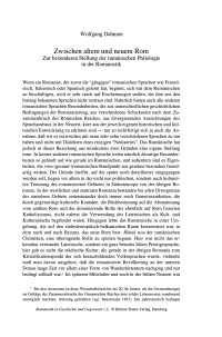 Zwischen altem und neuem Rom. Zur besonderen Stellung der rumanischen Philologie in der Romanistik