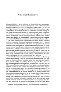 Vorwort der Herausgeber