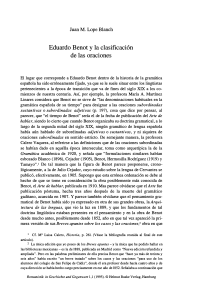 Eduardo Benot y la clasificaci6n de las oraciones