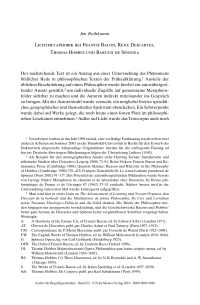 Lichtmetaphorik bei Francis Bacon, Rene Descartes, Thomas Hobbes und Baruch de Spinoza
