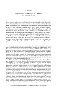Ursprünge des Ausdrucks ›Das Logische‹ beim frühen Hegel
