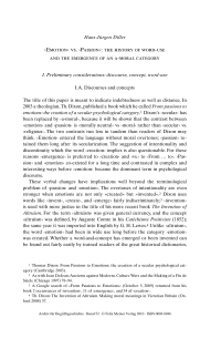 ›Emotion‹ vs. ›Passion‹: the history of word-use and the emergence of an a-moral category
