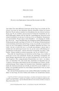 Plotin und Simplikios über die Kategorie des Wo