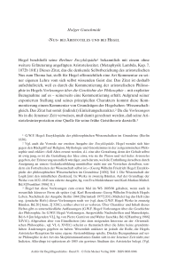 ›Nus‹ bei Aristoteles und bei Hegel