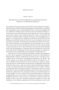 Der Wandel des Psyche-Begriffs im frühgriechischen Denken von Homer bis Heraklit