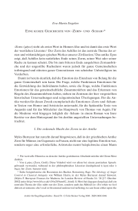 Eine kurze Geschichte von ›Zorn‹ und ›Scham‹*