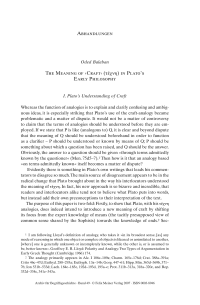 The Meaning of ›Craft‹ (τéχνη) in Plato’s Early Philosophy