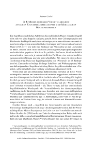 G. F. Meiers formaler Vorurteilsbegriff zwischen Universitätsphilosophie und Moralischen Wochenschriften
