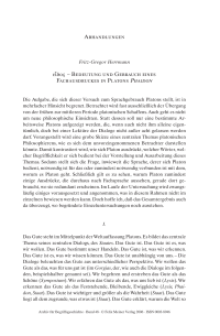 εδος – Bedeutung und Gebrauch eines Fachausdruckes in Platons Phaidon