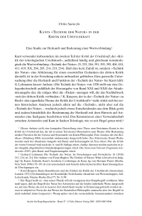 Kants »Technik der Natur« in der Kritik der Urteilskraft