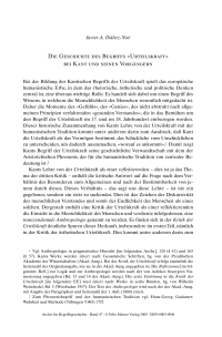 Die Geschichte des Begriffs »Urteilskraft« bei Kant und seinen Vorgängern