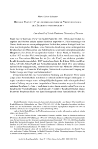 Rudolf Pannwitz’ kulturphilosophische Verwendungen des Begriffs »postmodern«