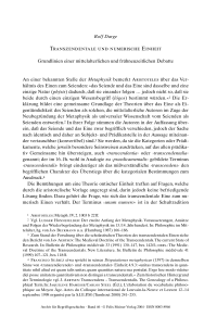 Transzendentale und numerische Einheit