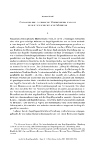 Gadamers philosophische Hermeneutik und die begriffsgeschichtliche Methode