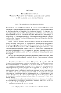 Einige Bemerkungen zu Origenes’ Auffassungen über die Erkennbarkeit Gottes in >De oratione< und >Contra Celsum<