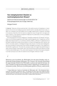Von metaphysischem Glauben zu nachmetaphysischem Wissen?