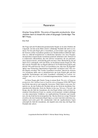 Rezension: Charles Yang (2016): The price of linguistic productivity. How children learn to break the rules of language. Cambridge: The MIT Press.