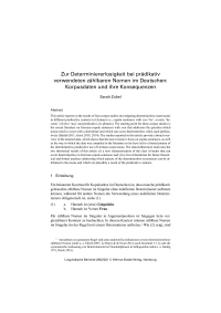 Zur Determiniererlosigkeit bei prädikativ verwendeten zählbaren Nomen im Deutschen: Korpusdaten und ihre Konsequenzen
